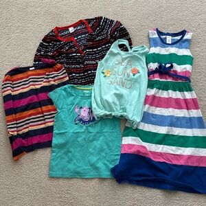 Gymboree Colorful Striped Kids Clothing Set - 4 shirts 1 dress